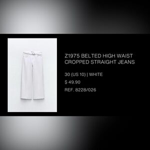 Zara White Wide-Leg Jeans with Belt